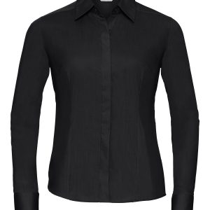 Women's long sleeve polycotton easycare fitted poplin shirt