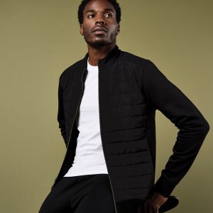 Regular fit quilted full-zip sweatshirt