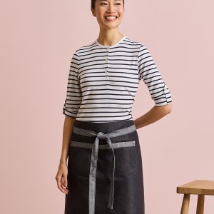 Domain contrast denim waist apron
