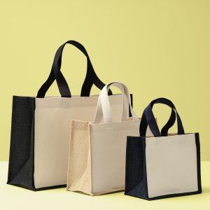 Jute canvas panel shopper