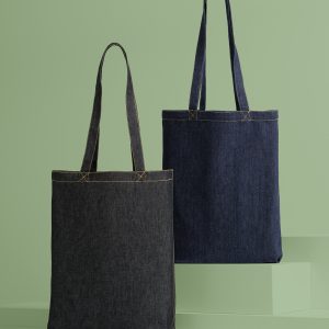 Denim ‘flat base’ shopper