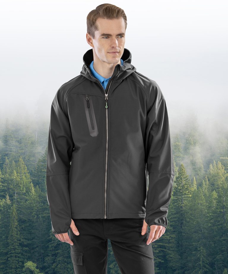 3-layer recycled printable casual hooded softshell