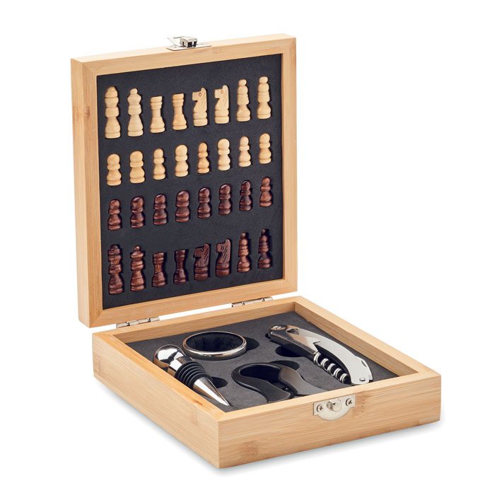 Chesset Bamboo Chess Box Wine Set