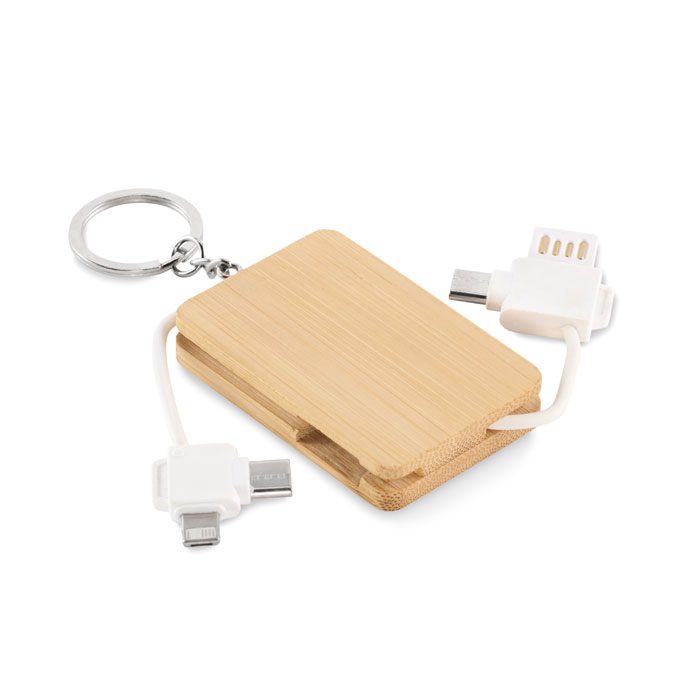 BUPOW Bamboo Keyring Charging Cable