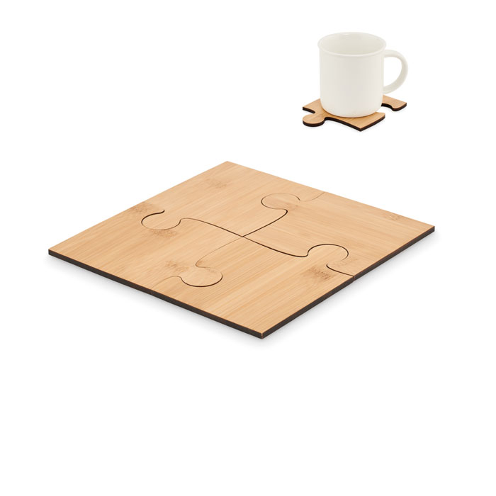 LEPY Bamboo Puzzle Coaster Set