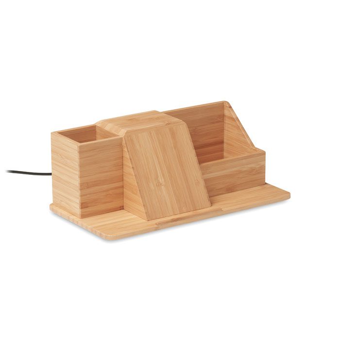 GROOVY Bamboo Wireless Charger Desk Organiser