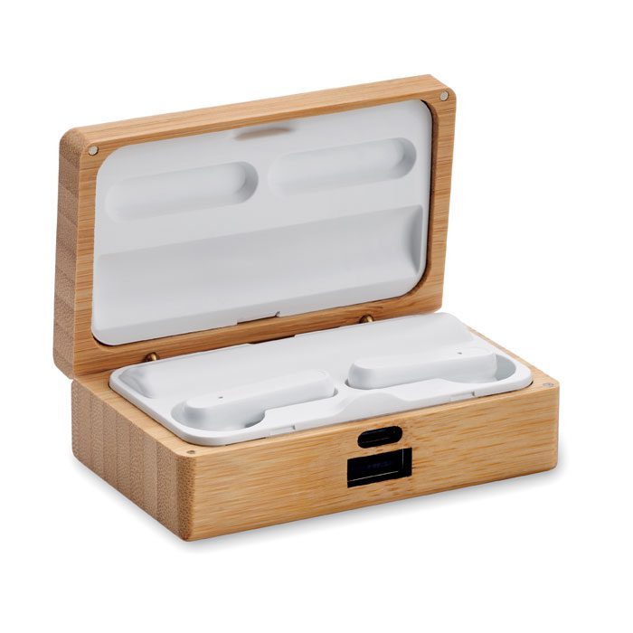 OREBAM Bamboo Wireless Earbuds with Power Bank