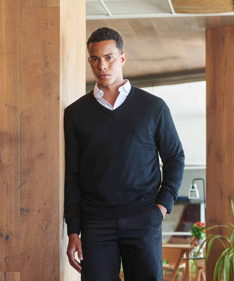 Cashmere touch acrylic v-neck jumper