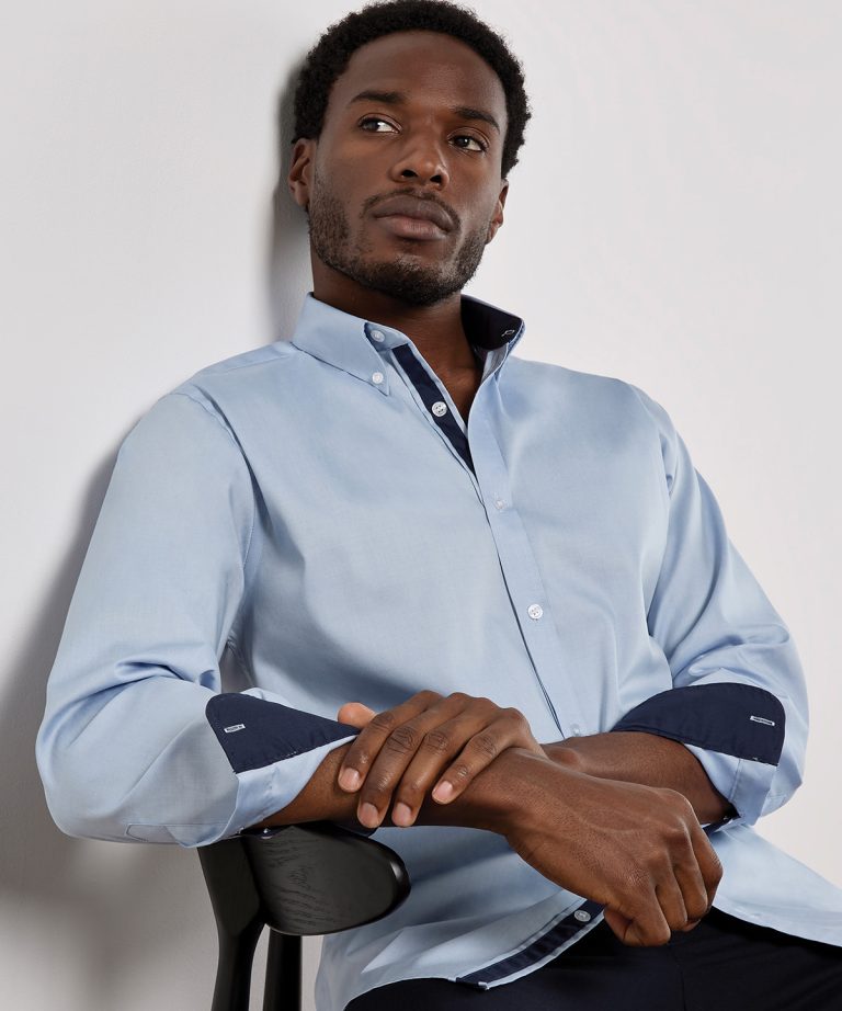 Contrast premium Oxford shirt (button-down collar) long-sleeved (tailored fit)