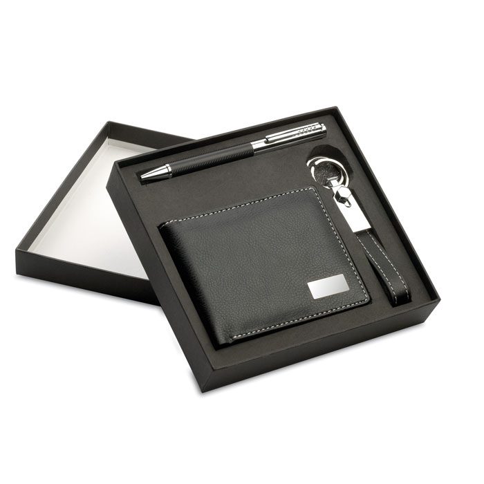 Elegance PU Gift Set with Pen, Key Ring & Wallet