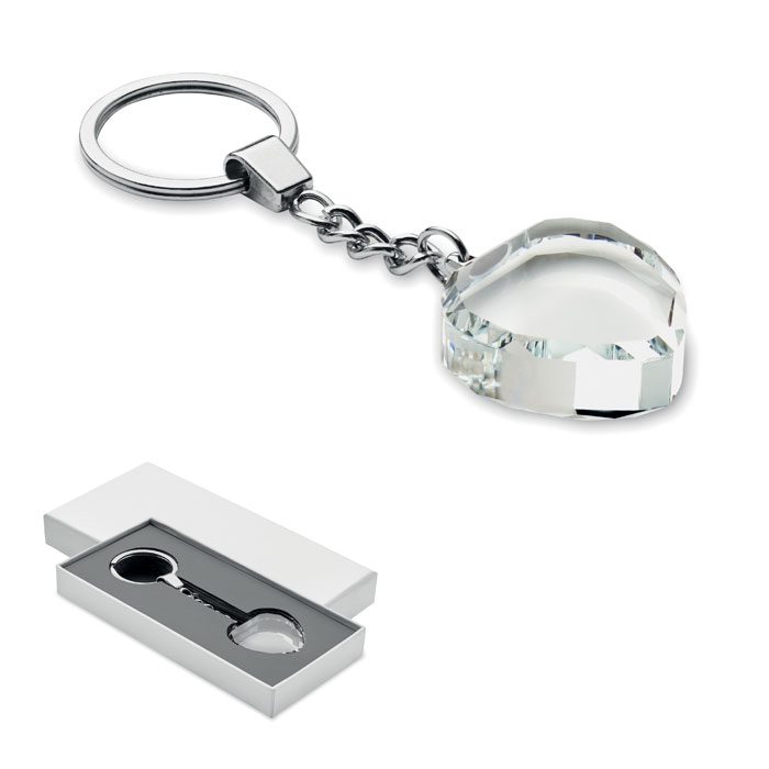 Heartward Glass Heart Award Key Ring
