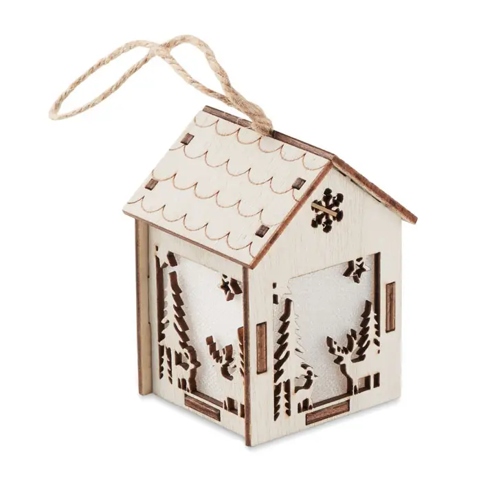 PONIA Light-Up Wooden Christmas House