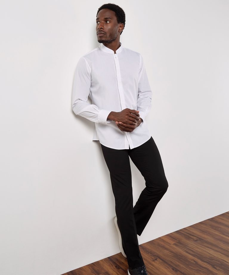 Mandarin collar shirt long-sleeved (tailored fit)