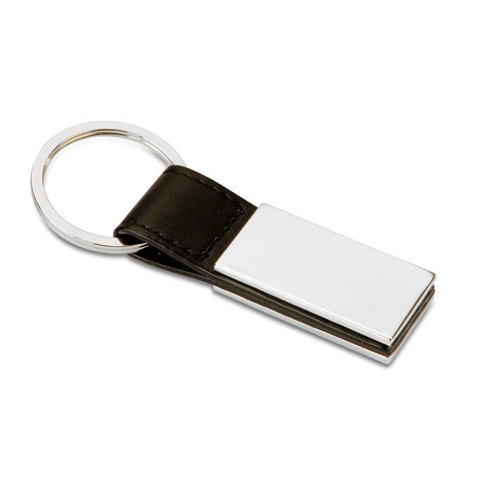 RECTANGLO PU Keyring with Metal Plate