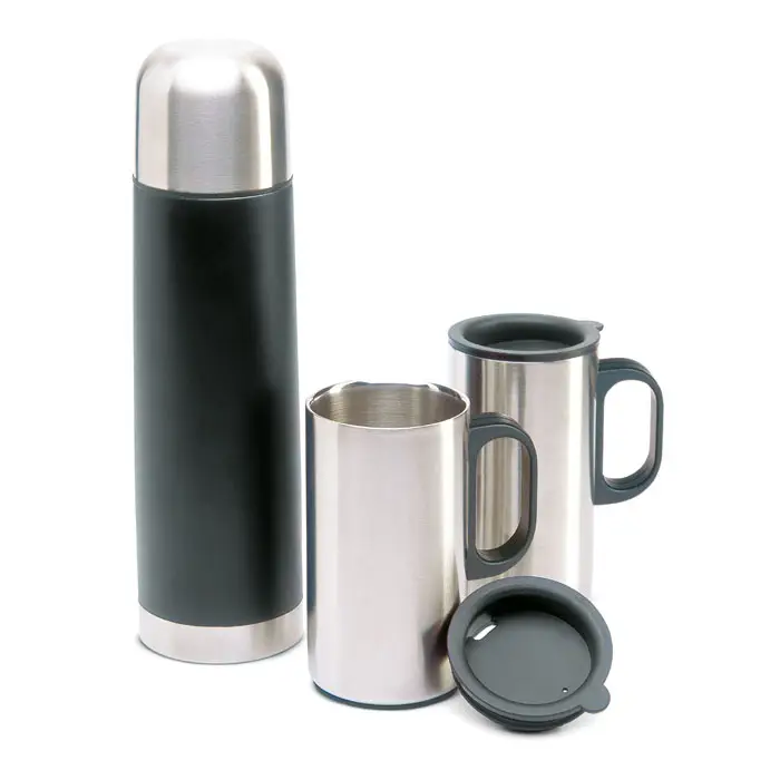 ISOSET Stainless Steel Vacuum Flask & Mug Set