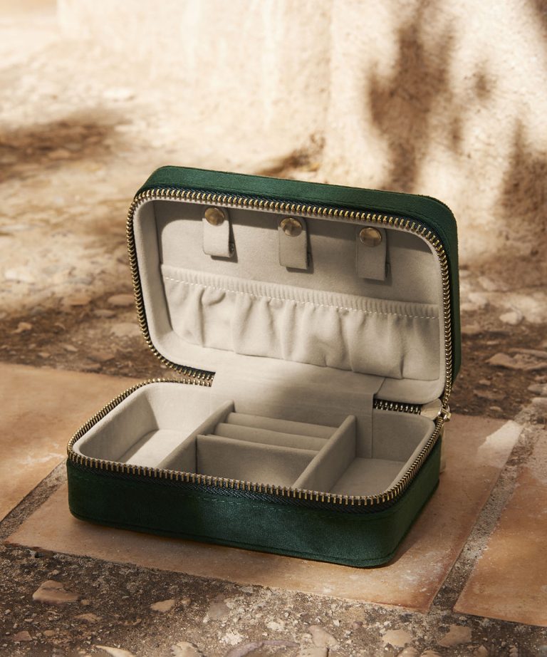 Velvet travel jewellery box