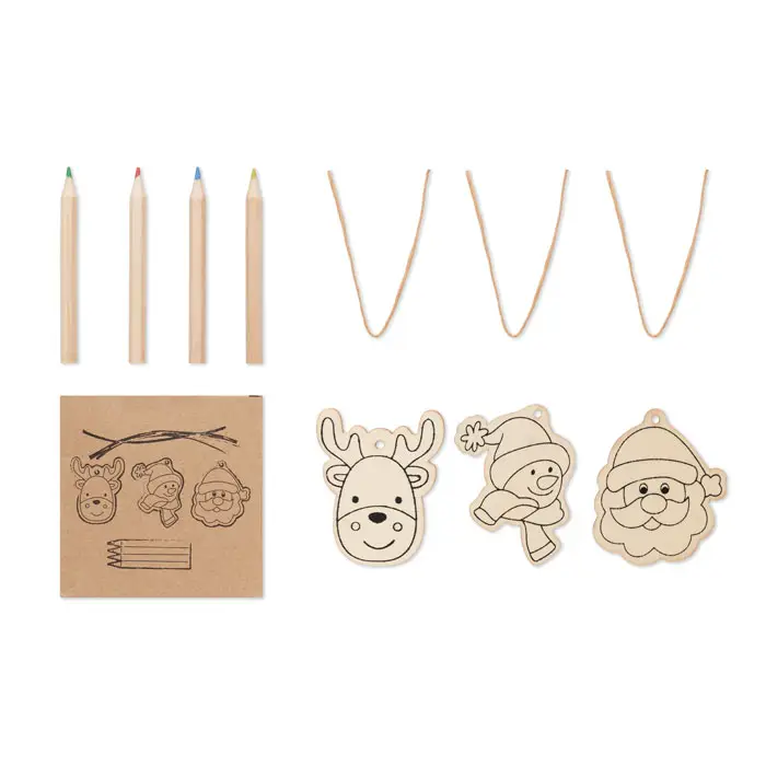 FUNCOOL Wooden Christmas Ornament Colouring Set