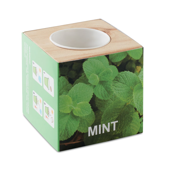 Menta Wooden Herb Pot with Mint Seeds