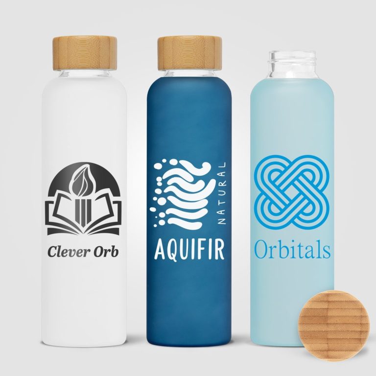 Lucerne 590 ml Frosted Borosilicate Glass Bottle with Bamboo Lid