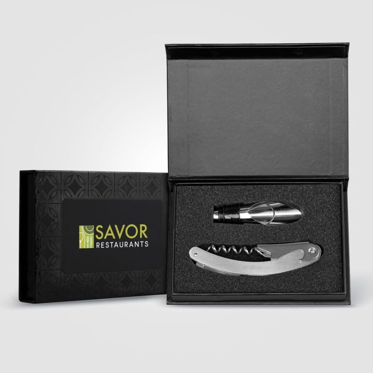 Raven Stainless Steel & Silicone Wine Set & Gift Box 2 Pcs