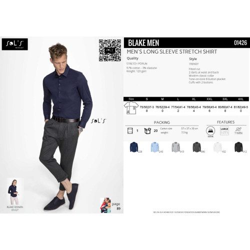 SOL'S Blake Men L/s Shirt Poplin Stretch