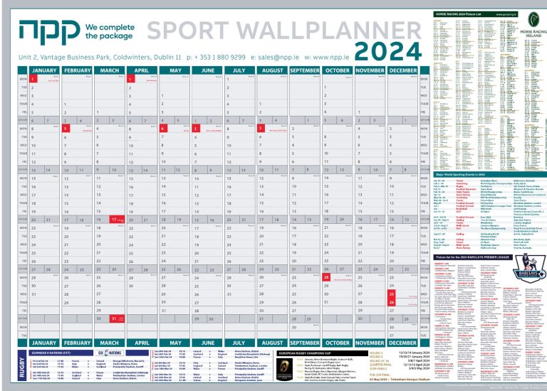 Branded Sports Wall Planners A1, A2 & A3